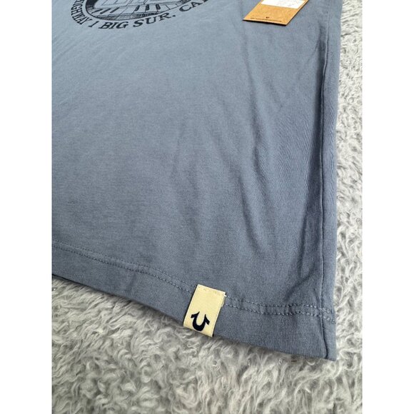 True Religion Mens Blue Graphic Tee Temple Of The Guitar Big Sur Highway 1 M NWT - Picture 6 of 8